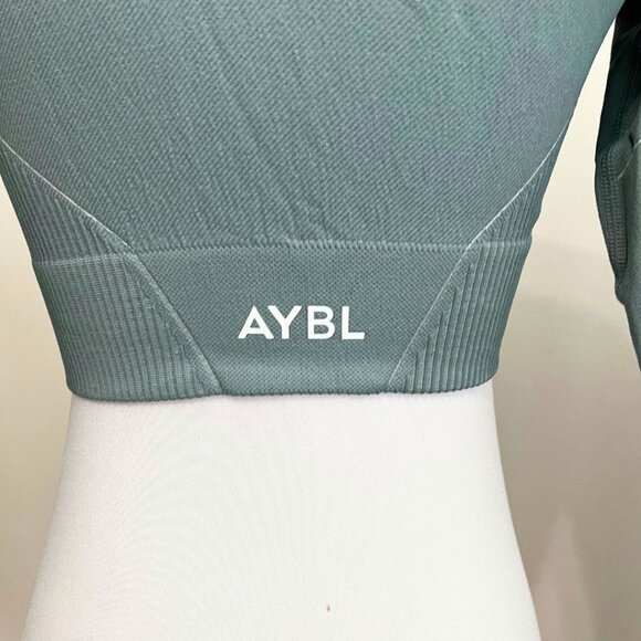 AYBL REFLEX SEAMLESS LONG SLEEVE CROP ATHLETIC TOP IN DUSTY MINT GREEN - S - Picture 4 of 9